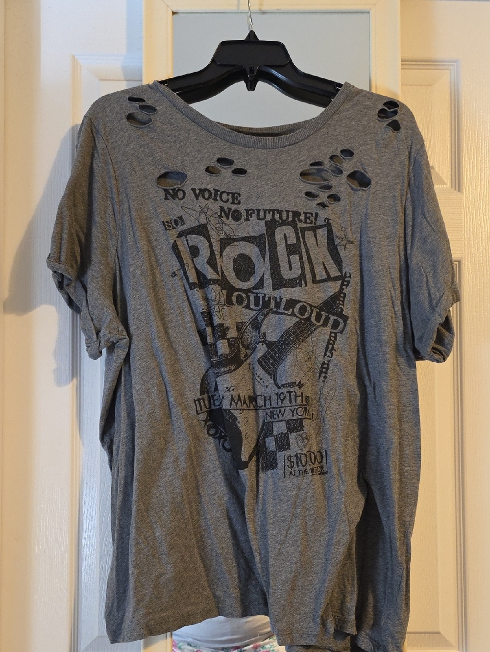 torrid Gray Distressed 'Rock' Graphic Short Sleeve Tee